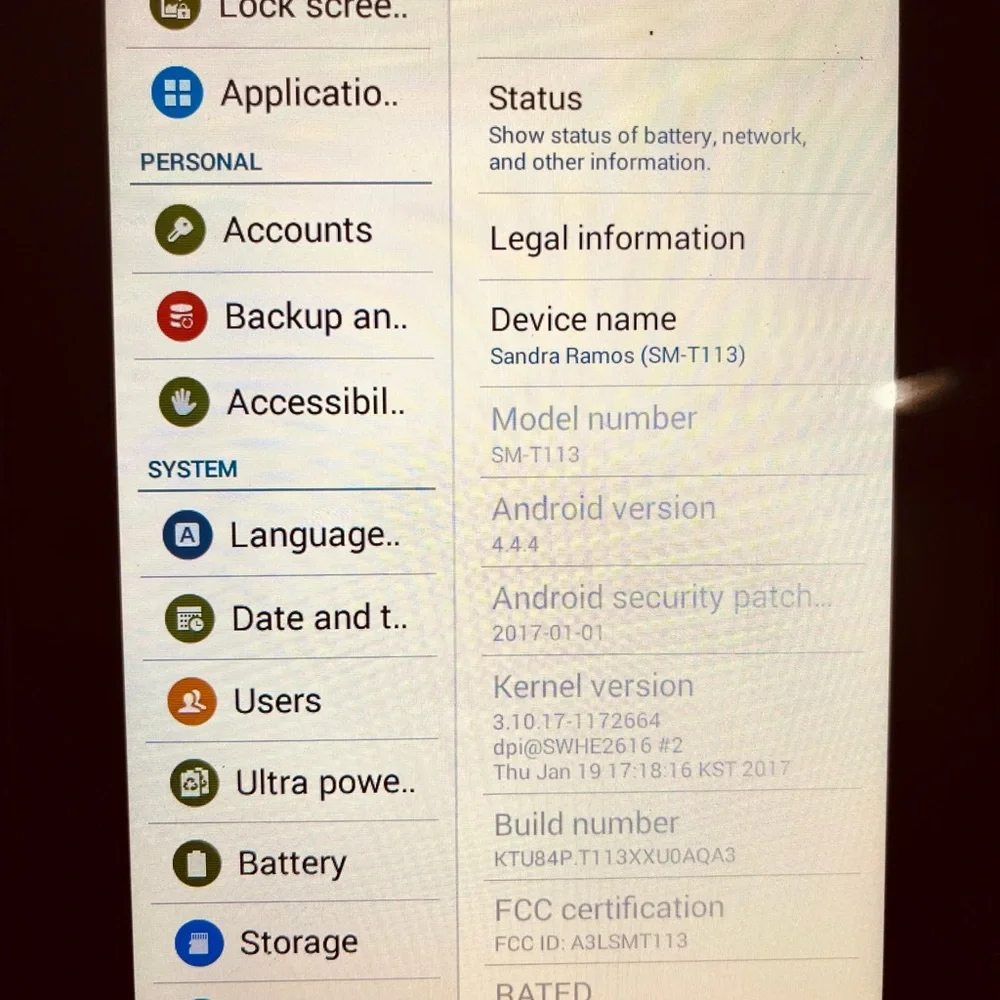 Samsung Tablet SMT113 8GB Black